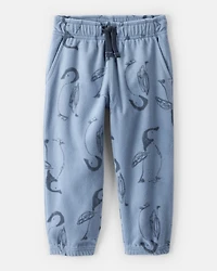 Toddler Boy Penguin Fleece Joggers - Blue