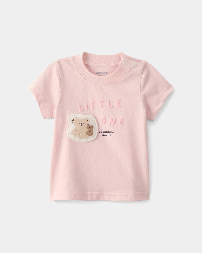 Baby Girl 2-Piece 'Little One' Koala Graphic Tee & Pant Set - Pink