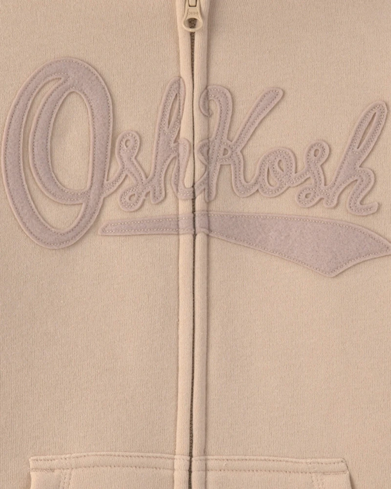 Boys OshKosh Logo Fleece Zip-Up Hoodie - Tan