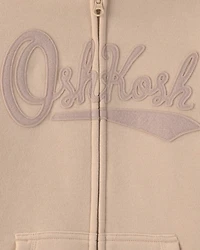 Boys OshKosh Logo Fleece Zip-Up Hoodie - Tan