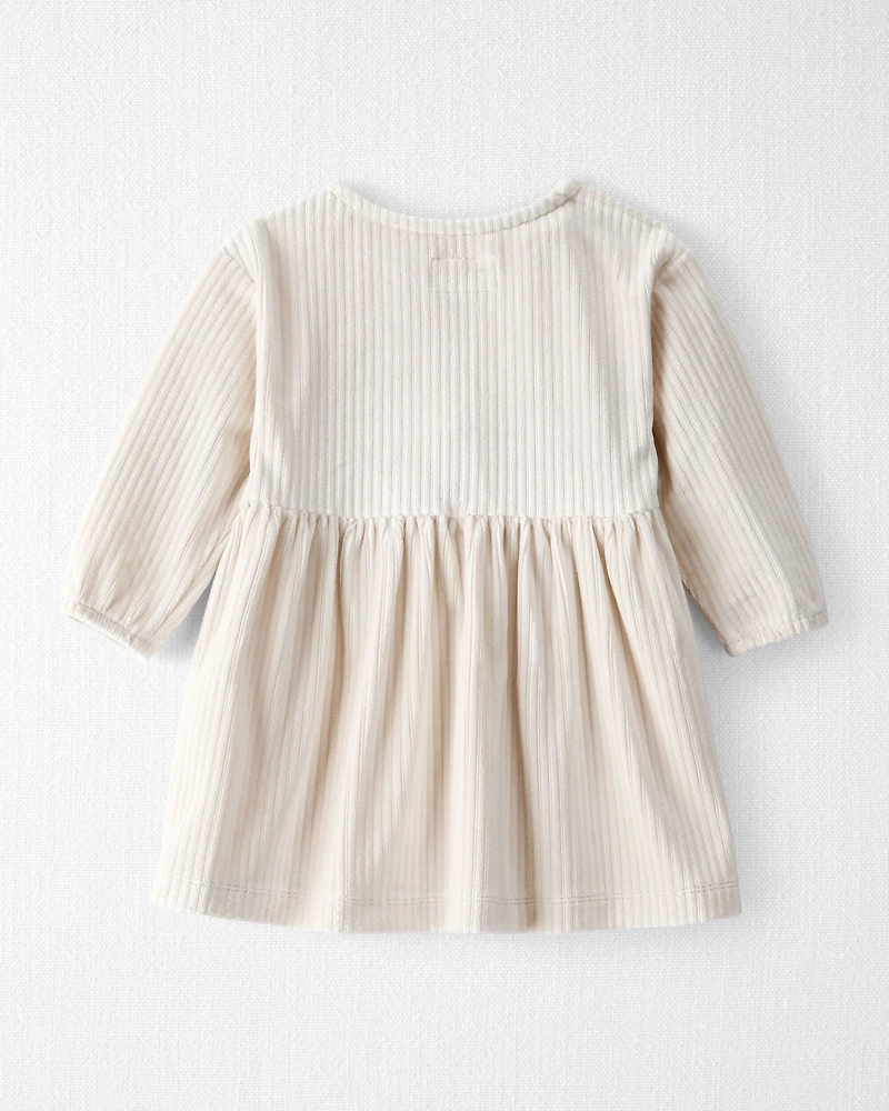 Baby Girl Recycled Ribbed Velour Dress