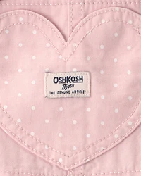Baby Girl Heart Pocket Canvas Shortall - Pink