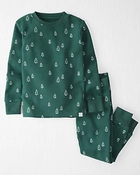 Toddler Christmas Tree Print Waffle Knit Pajamas Made with Organic Cotton