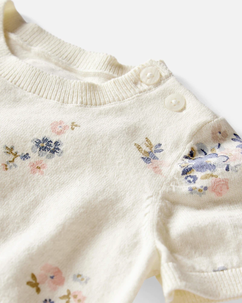 Baby Girl 2-Piece Organic Cotton Sweater Knit Set in Blooming Garden Print