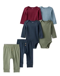 Baby Boy 6-Piece Multipack Bodysuits & Cotton Joggers Set - Multi