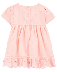 Baby Girl Eyelet Babydoll Dress - Pink