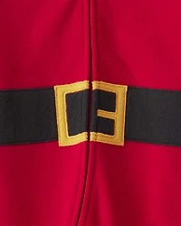 Toddler Santa Fleece Hooded Zip-Up 1-Piece Pajama Jumpsuit - Red