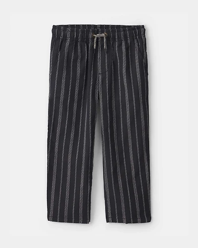 Toddler Boy Striped Pants - Black