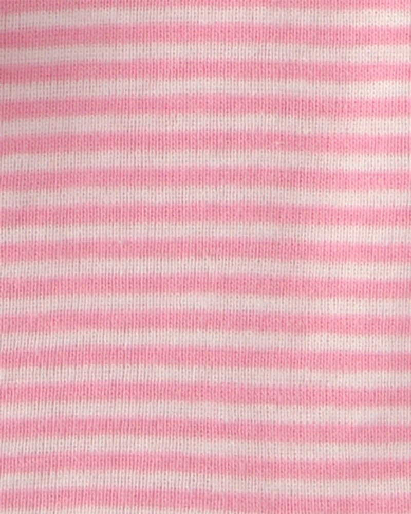 Toddler Girl Ice Cream 100% Cotton Short-Sleeve Snug Fit 4-Piece Pajama Set - Pink/Ivory