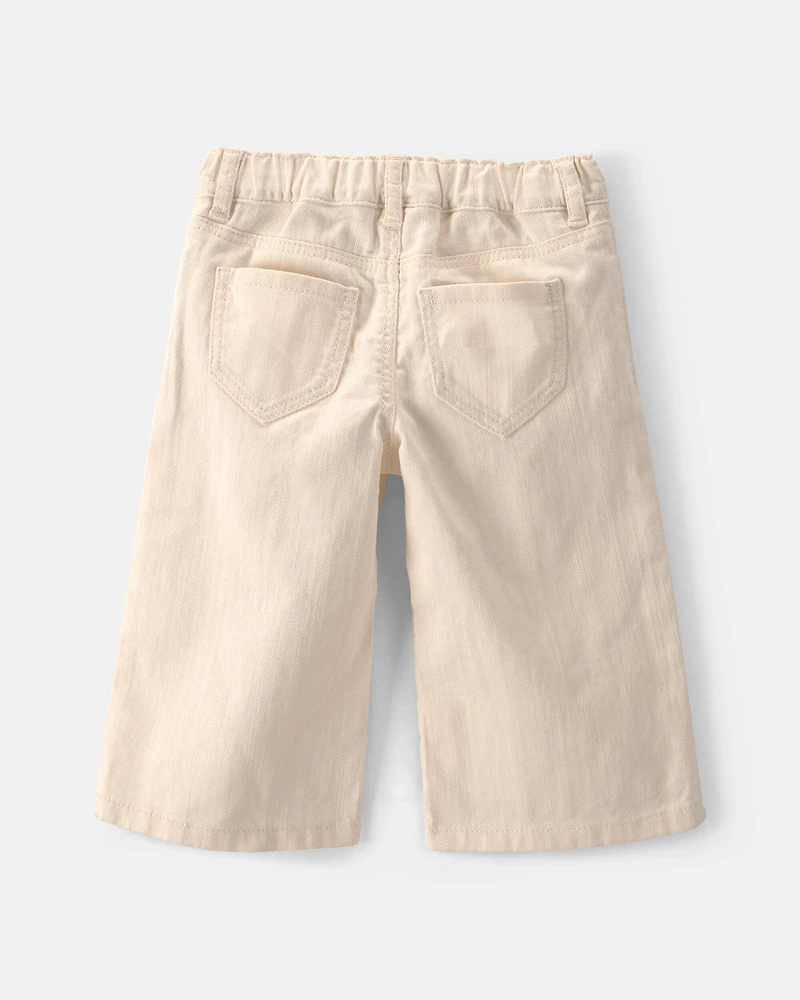 Baby Girl Floral Twill Pants - Cream