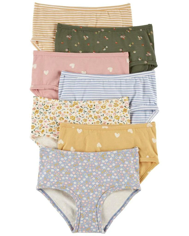 Kid 7-Pack Floral Brief Stretch Cotton Underwear