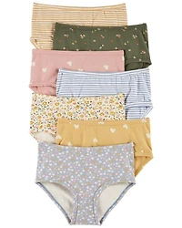 Kid 7-Pack Floral Brief Stretch Cotton Underwear