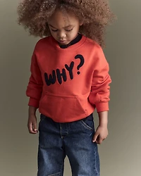 Toddler 'Why?' Graphic Pullover Sweatshirt - Orange