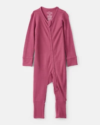 Baby Girl PurelySoft Long-Sleeve Sleep & Play Pajamas - Burgundy