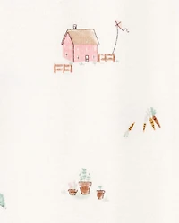 Baby 2-Piece Barn Print 2-Way Zip Sleep & Play & Headwrap Set - Ivory