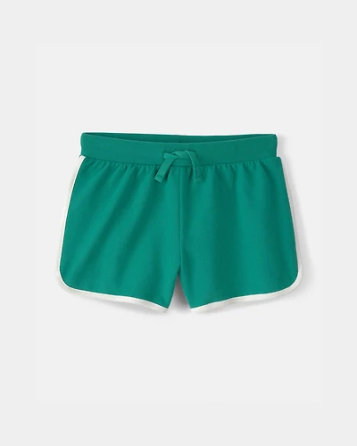 Girls French Terry Active Shorts - Green