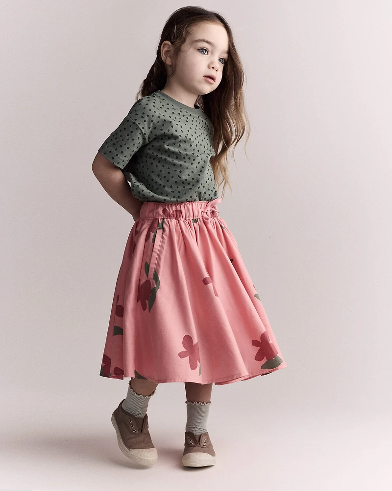 Toddler Girl Avenue Twirl™ Midi Skirt in Floral Print - Pink