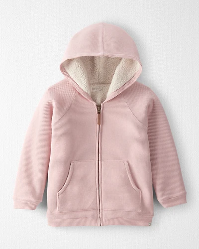 Girls Sherpa Waffle Knit Hooded Jacket Made with Organic Cotton