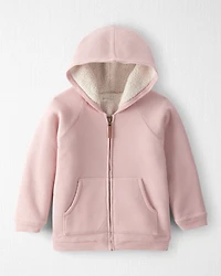 Girls Sherpa Waffle Knit Hooded Jacket Made with Organic Cotton