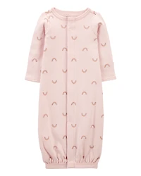 Baby Girl Preemie Rainbow Cotton Sleeper Gown