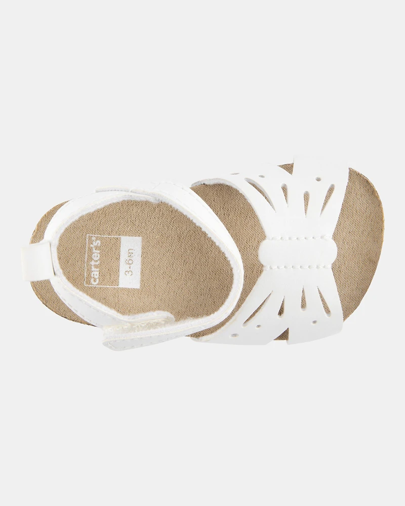 Baby Butterfly Faux Cork Sandals - White