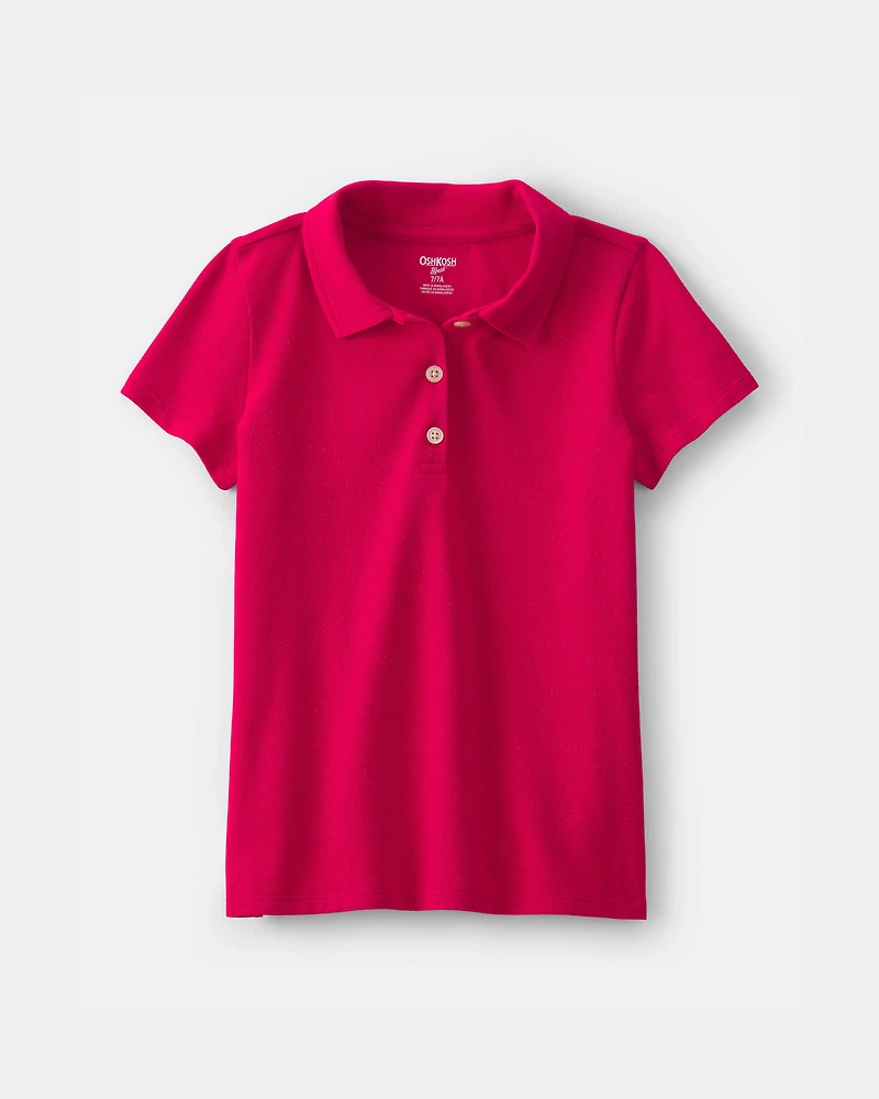Girls 2-Pack Uniform Piqué Polo Shirts - Red