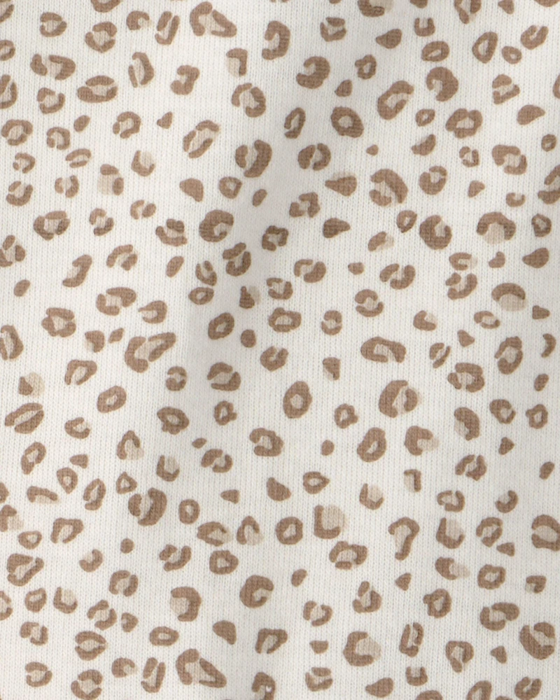 Baby Girl 3-Piece Cheetah Top, Bodysuit & Short Set - Khaki/Ivory