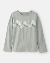Girls Daisy Floral Long-Sleeve Graphic Tee - Green