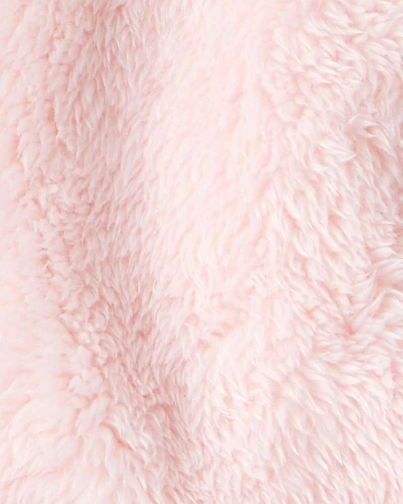 Baby Girl Sherpa Long-Sleeve Hooded Zip-Up Jacket - Pink