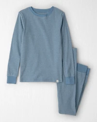Kids 2-Piece Organic Cotton Ribbed Pajama Set in Stripes