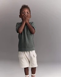 Toddler Boy Knit Polo with Pocket - Olive