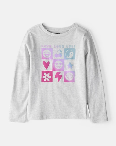 Girls Live Love Long-Sleeve Graphic Tee - Grey