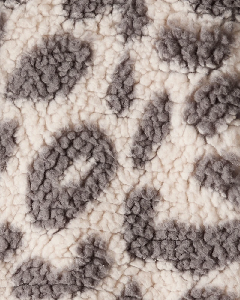Baby Girl Cheetah Sherpa Quarter-Zip Pullover - Brown