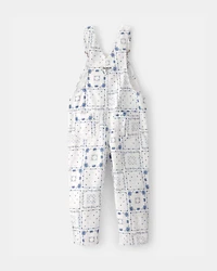 Toddler Girl Bandana Overalls - White