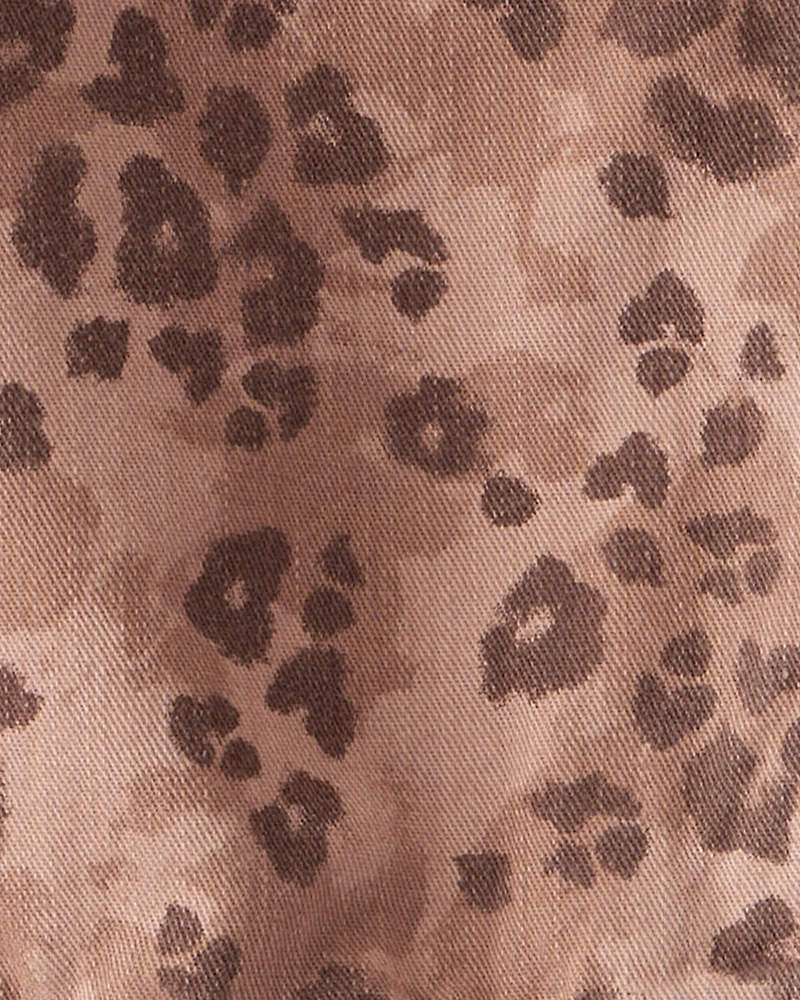 Girls Leopard Print Long-Sleeve Fashion Jacket - Brown