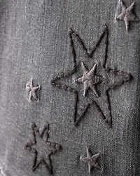 Girls Star Print Denim Bootcut Jeans - Black