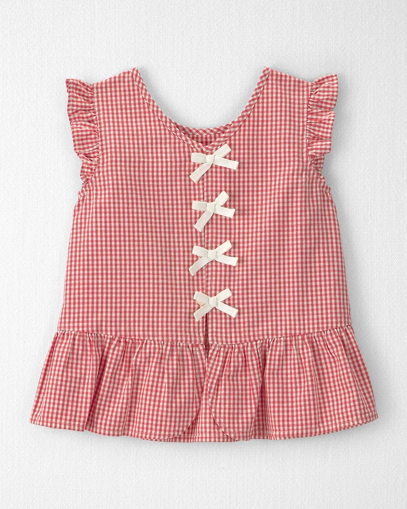 Girls 2-Piece Top & Short Set Made with Organic Cotton in Red Gingham