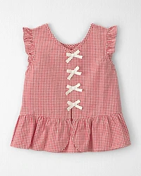 Girls 2-Piece Top & Short Set Made with Organic Cotton in Red Gingham