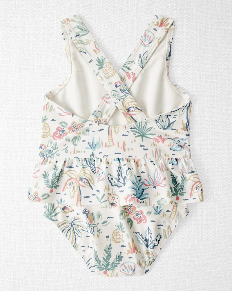 Baby Girl Recycled Swimsuit in Tropical Paradise