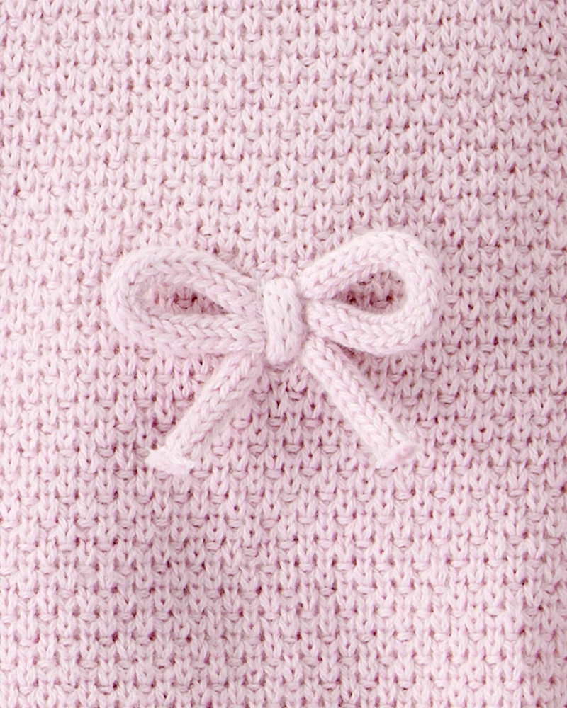 Baby Girl 2-Piece Organic Cotton Bow Knit Sweater & Pant Set