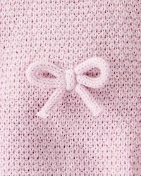 Baby Girl 2-Piece Organic Cotton Bow Knit Sweater & Pant Set