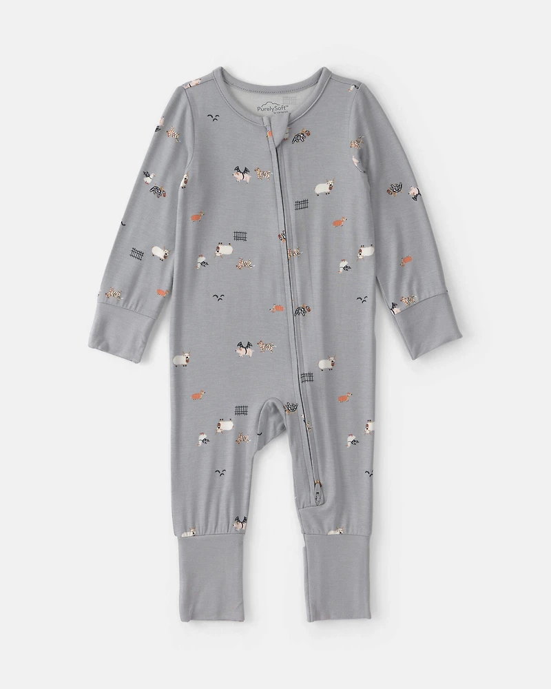 Baby Halloween Farm PurelySoft™ 2-Way Zip Sleep & Play Pajamas - Grey