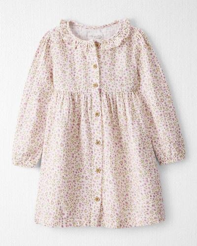 Toddler Girl Organic Cotton Dress in Botanic Muse Print