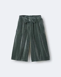 Toddler Girl Velvety Wide-Leg Pant with Bow - Dark Green