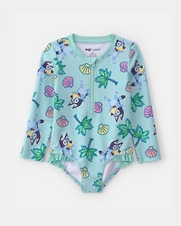 Toddler Girl 1-Piece Bluey™ Rashguard Swimsuit - Blue