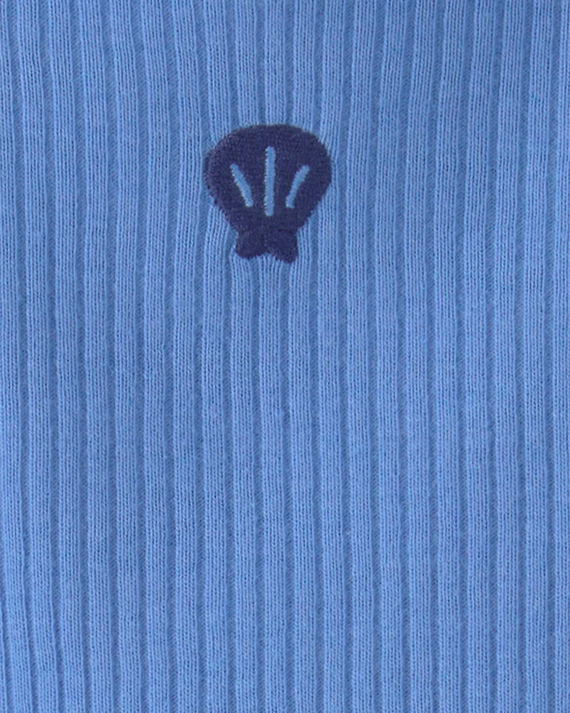 Baby Girl Seashell Short-Sleeve Bodysuit Dress - Blue