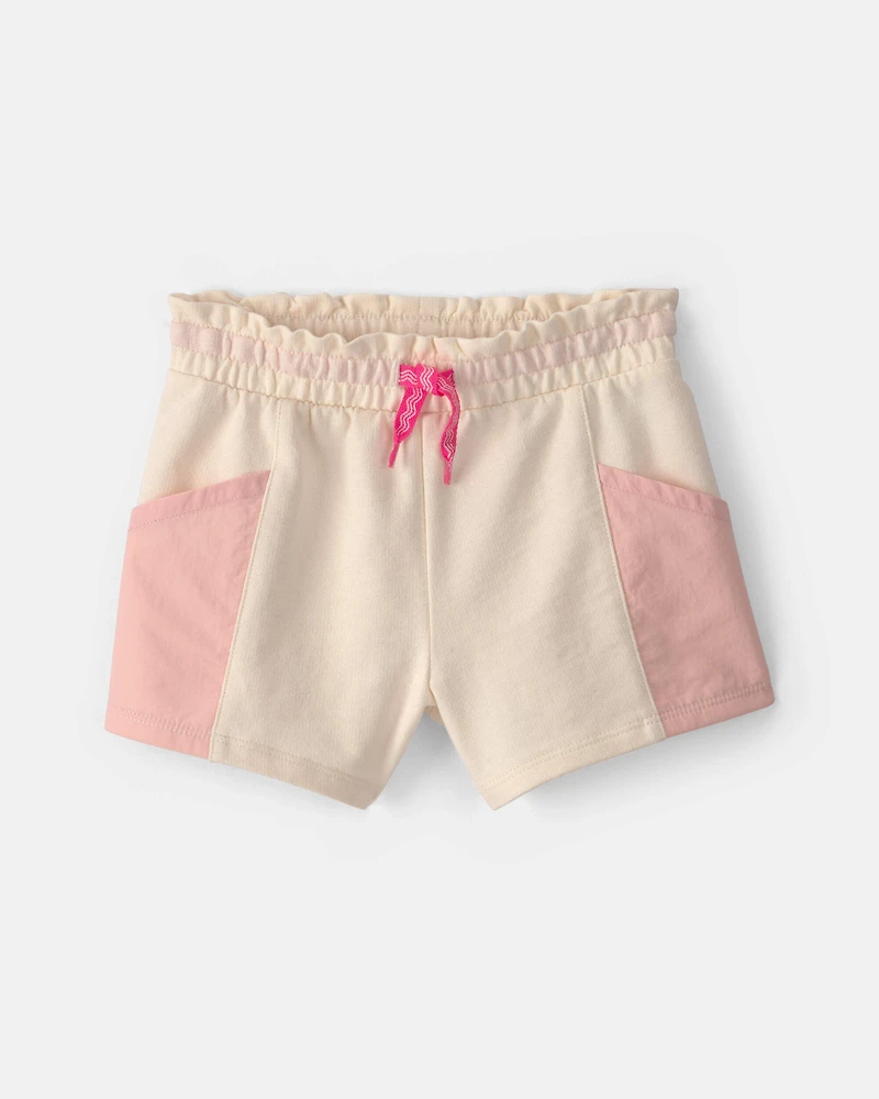 Toddler Girl French Terry Shorts - Pink/Ivory