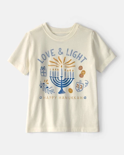 Toddler 'Happy Hanukkah' Short-Sleeve Graphic Tee - Ivory