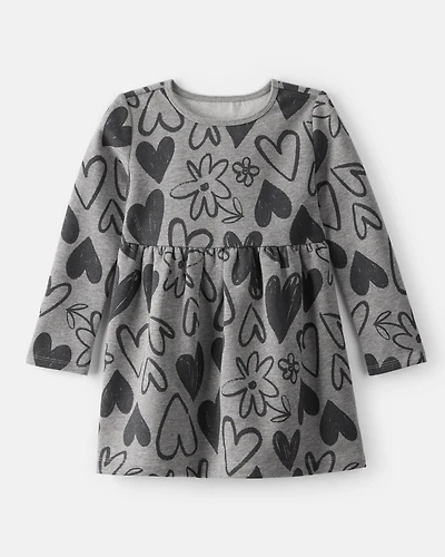 Toddler Girl DayDream Fleece Heart Knit Dress - Grey