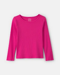 Girls Long-Sleeve Ribbed Top - Pink